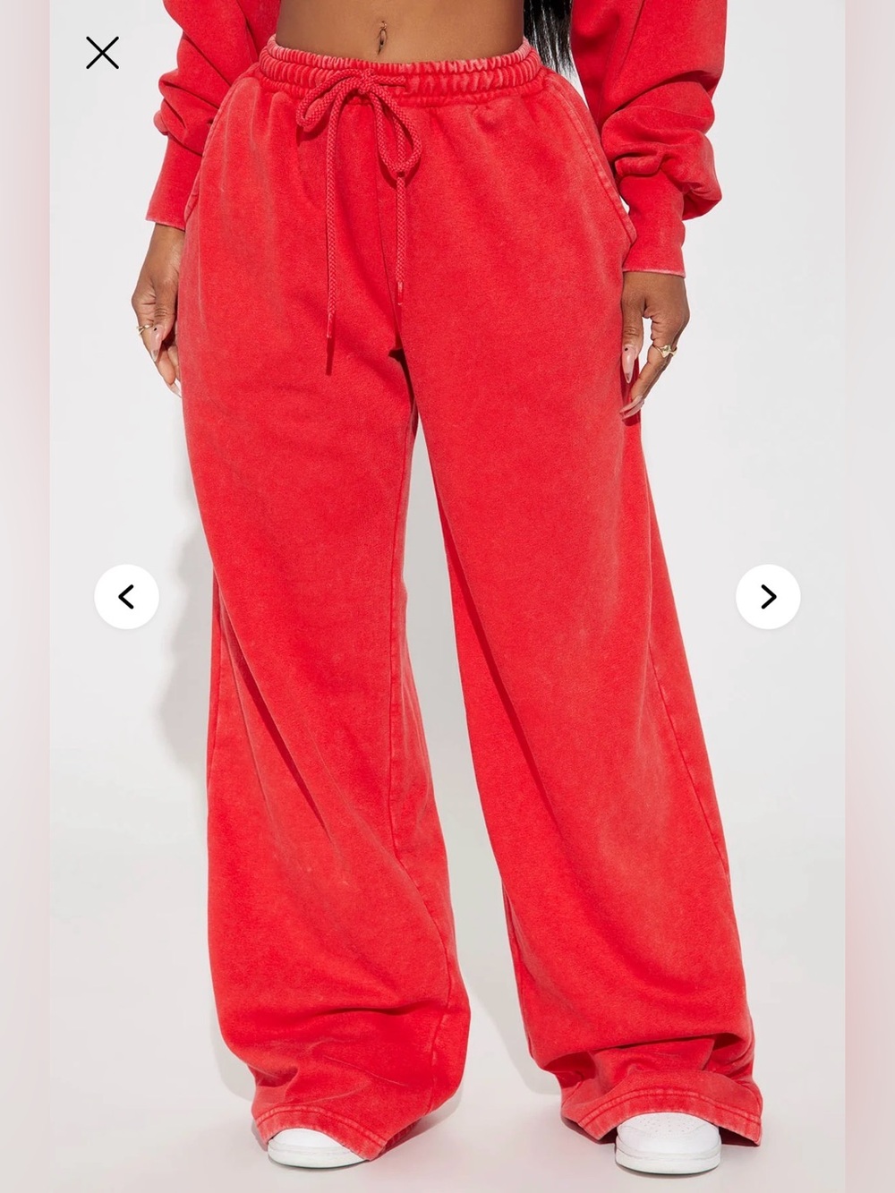 Fashion Nova Rested Lounge Mineral washed Red Wide-Leg Drawstring Sweatpants - Picture 2 of 3